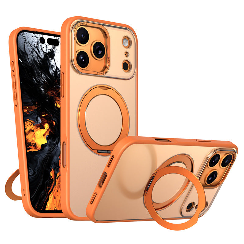 Pivot Phone Case In Orange With Magnetic 360-degree Rotating Stand And A Matte Skin-like Finish