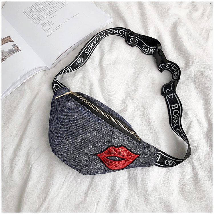 New Luxury Brand Bling Glitter Women Girls Waist Chest Bag