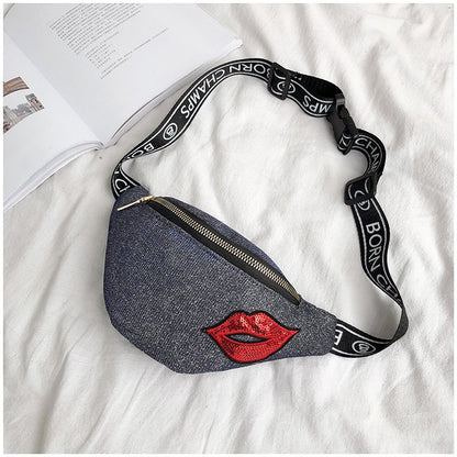 New Luxury Brand Bling Glitter Women Girls Waist Chest Bag