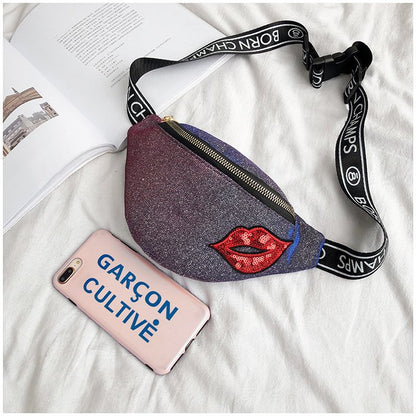 New Luxury Brand Bling Glitter Women Girls Waist Chest Bag