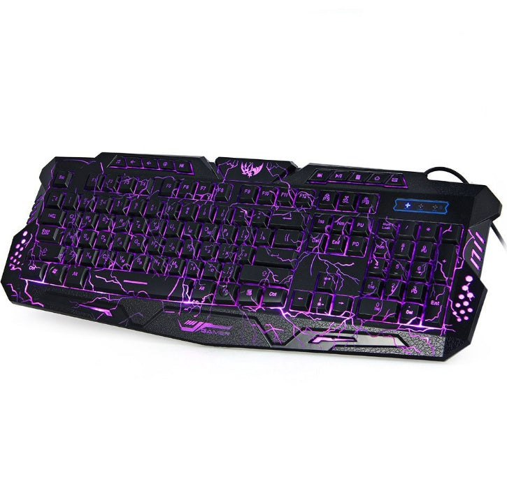 J10 tricolor backlight wired gaming keyboard set colorful luminous gaming mouse