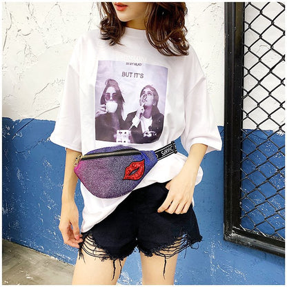 New Luxury Brand Bling Glitter Women Girls Waist Chest Bag