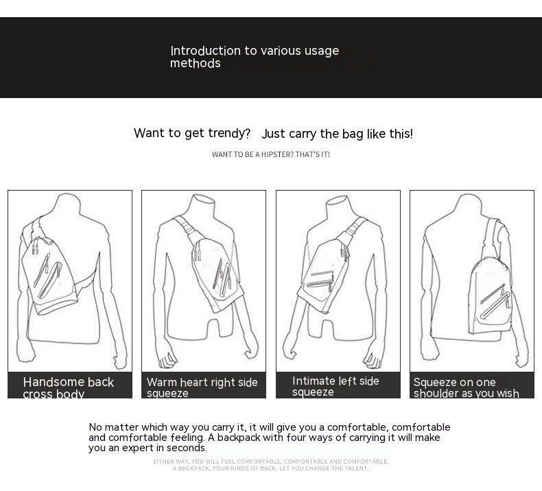 Men's Street Rivet Small Shoulder Crossbody Bag