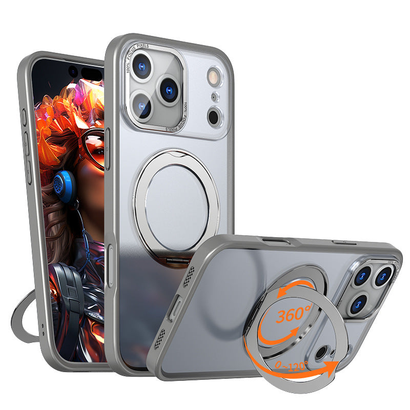 Pivot Phone Case In Orange With Magnetic 360-degree Rotating Stand And A Matte Skin-like Finish