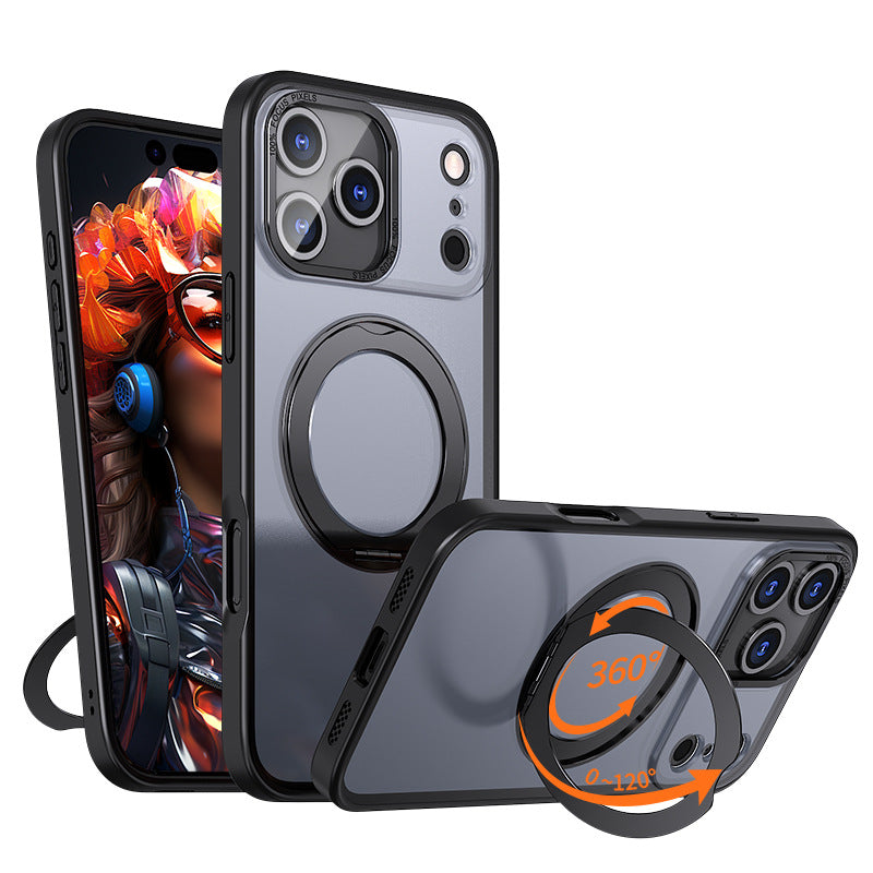 Pivot Phone Case In Orange With Magnetic 360-degree Rotating Stand And A Matte Skin-like Finish